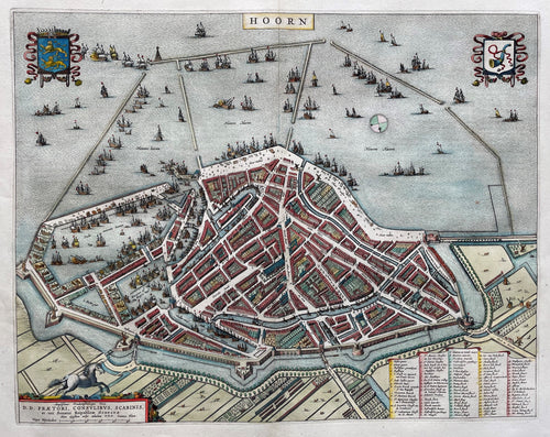 Hoorn Stadsplattegrond in vogelvluchtperspectief - J Blaeu - 1649