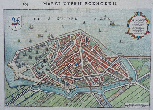 Hoorn Stadsplattegrond in vogelvluchtperspectief - M Boxhorn - 1634