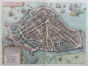 Hoorn Stadsplattegrond in vogelvluchtperspectief - WJ Blaeu / L Guicciardini - 1613