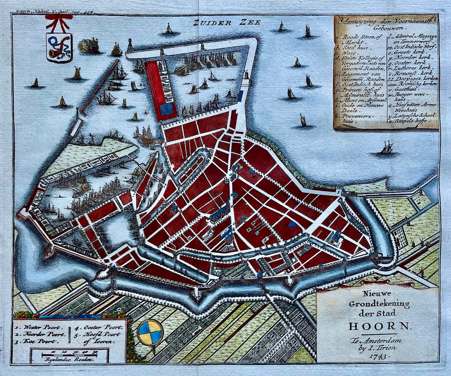 Hoorn Stadsplattegrond - I Tirion - 1743