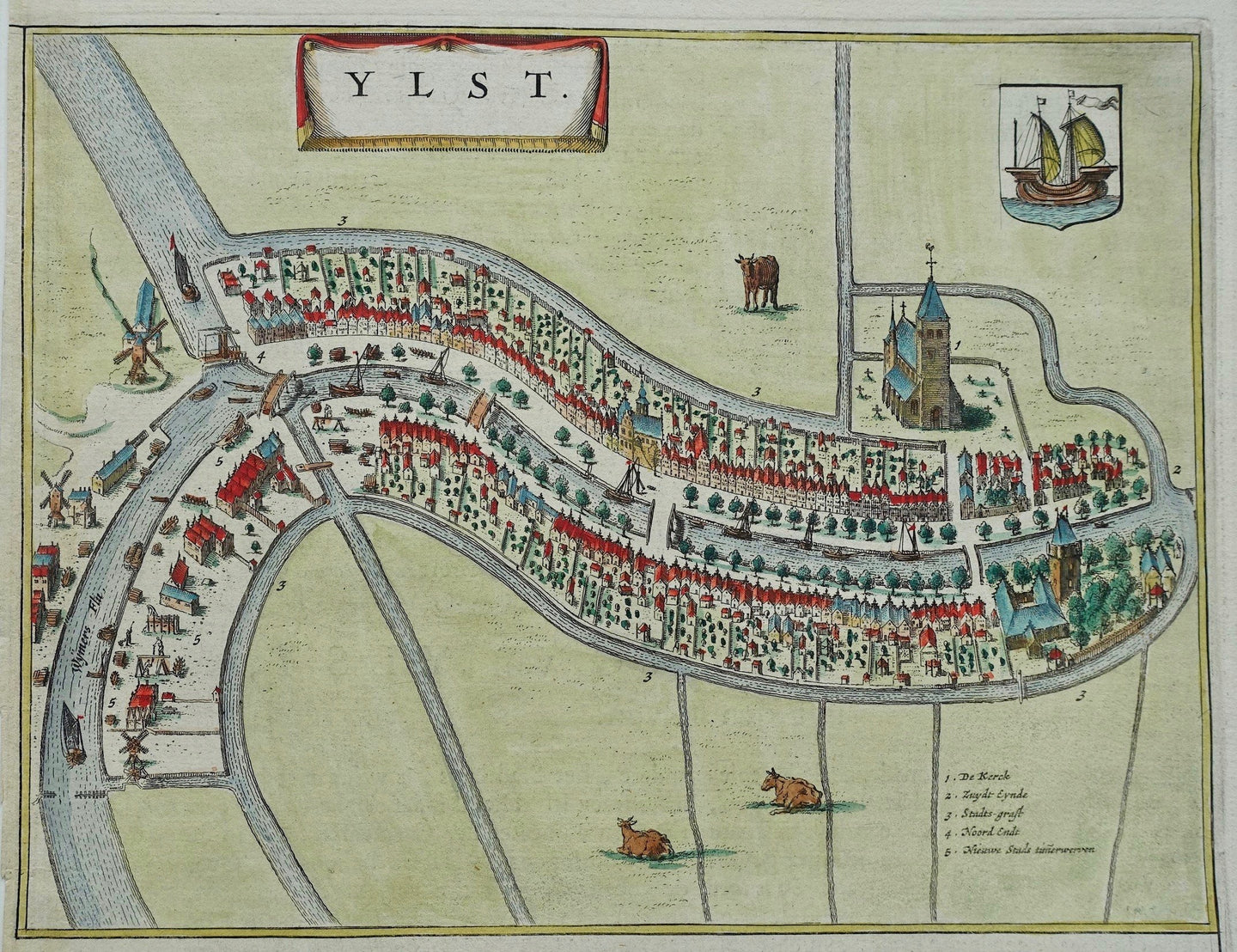 IJLST Stadsplattegrond in vogelvluchtperspectief - J Blaeu - 1649