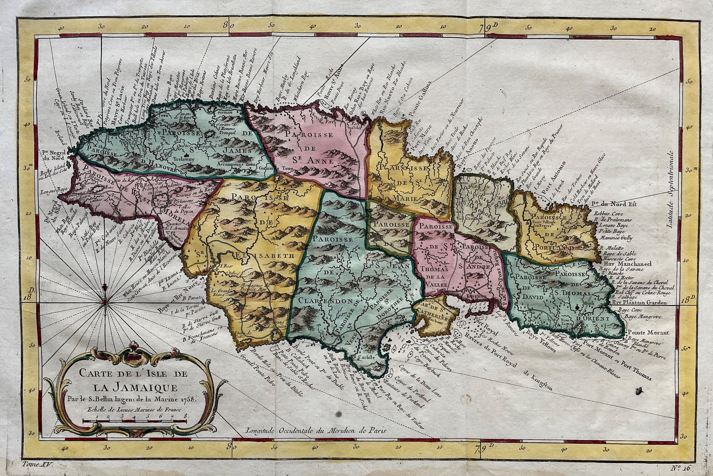 Antillen Jamaica Greater Antilles - JN Bellin - circa 1758