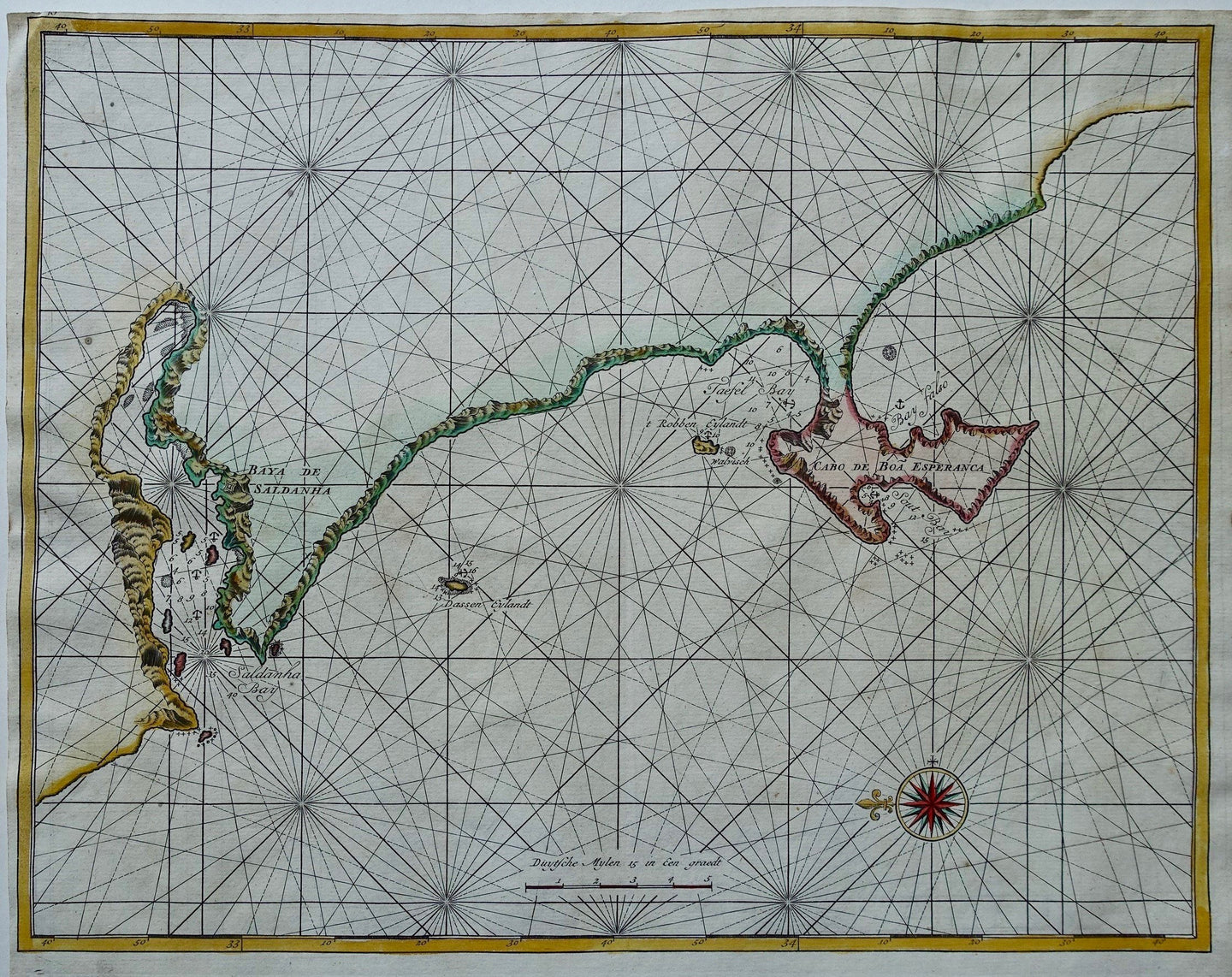 Zuid-Afrika Zeekaart kust South Africa Coast - F Valentijn - 1724