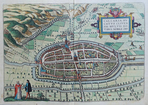 Duitsland Kalkar Germany Stadsplattegrond in vogelvluchtperspectief - G Braun & F Hogenberg / J Janssonius - 1657