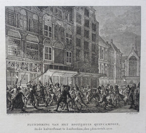 Amsterdam Kalverstraat Koffiehuis Quincampoix Windhandel - R Vinkeles / F Bohn - ca 1790