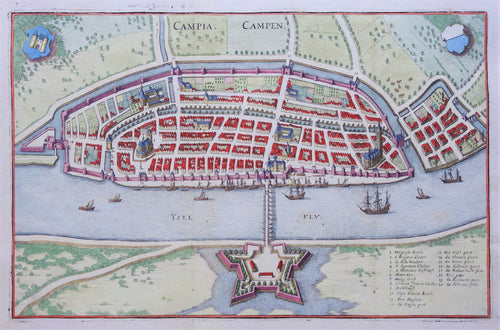 Kampen Stadsplattegrond in vogelvluchtperspectief - M Merian - 1646