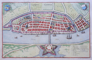 Kampen Stadsplattegrond in vogelvluchtperspectief - M Merian - 1646
