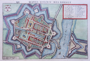 Klundert Stadsplattegrond in vogelvluchtperspectief - M Boxhorn - 1634