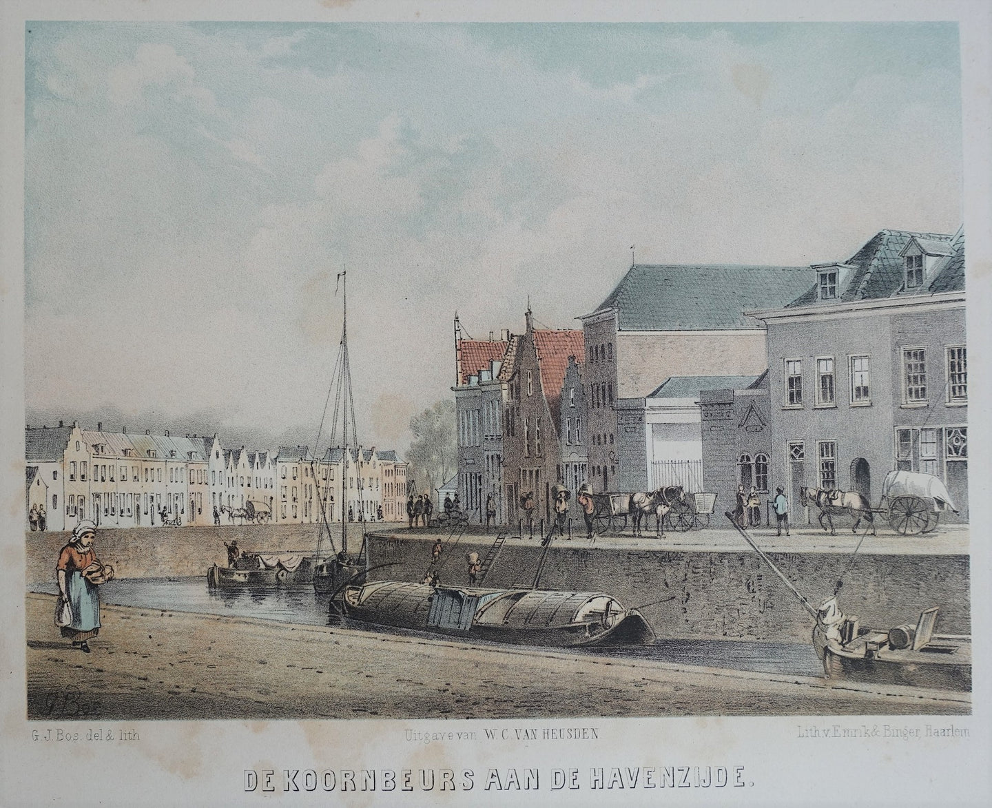 Den Bosch 's-Hertogenbosch Smalle Haven Korenbeurs - GJ Bos Emrik& Binger WC van Heusden - ca 1860