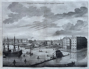 Amsterdam Kattenburg 's Lands Zeemagazijn en scheepstimmerwerf - C Commelin - 1726
