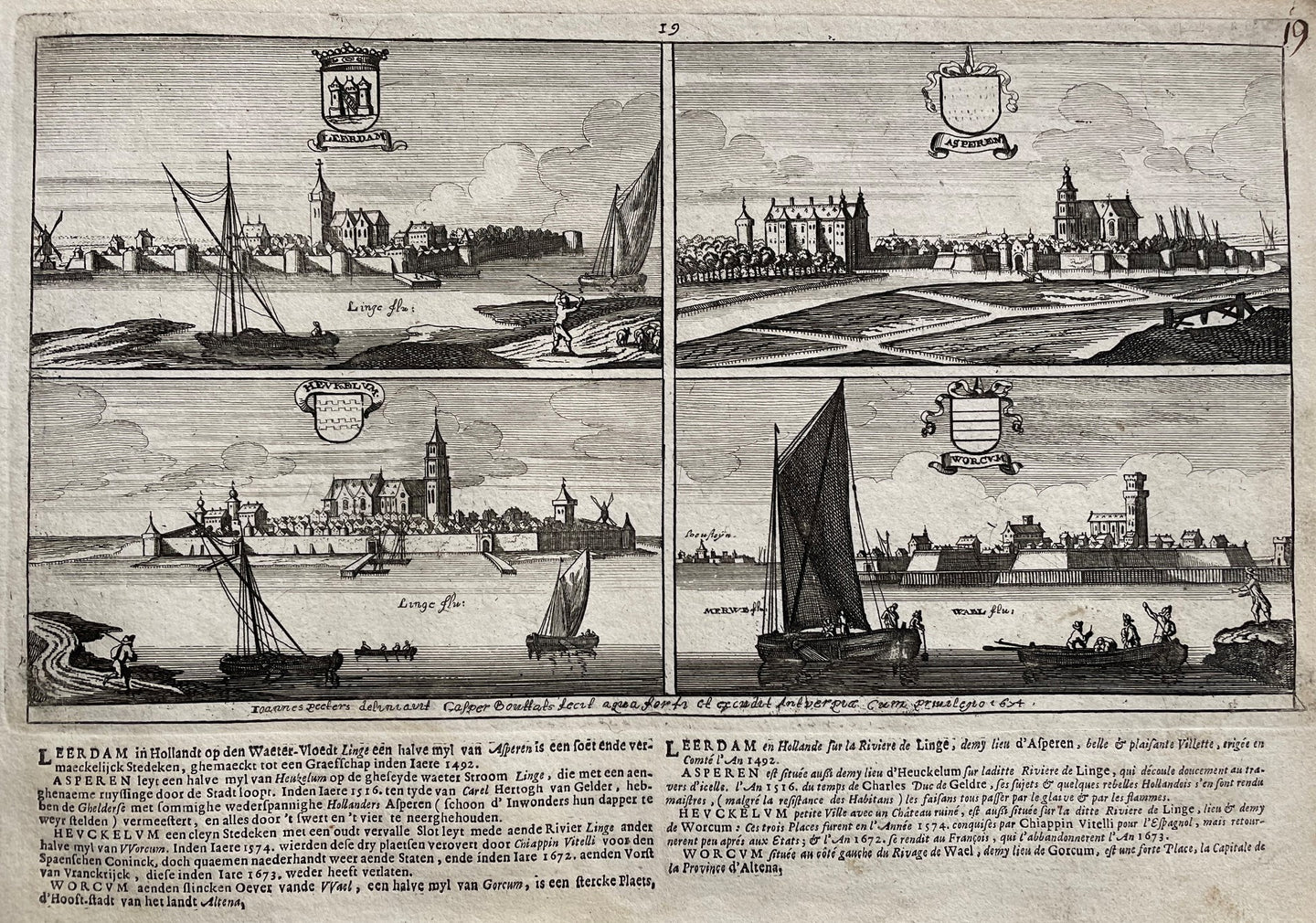 Leerdam Asperen Heukelum Woudrichem - J Peeters & C Bouttats - 1674