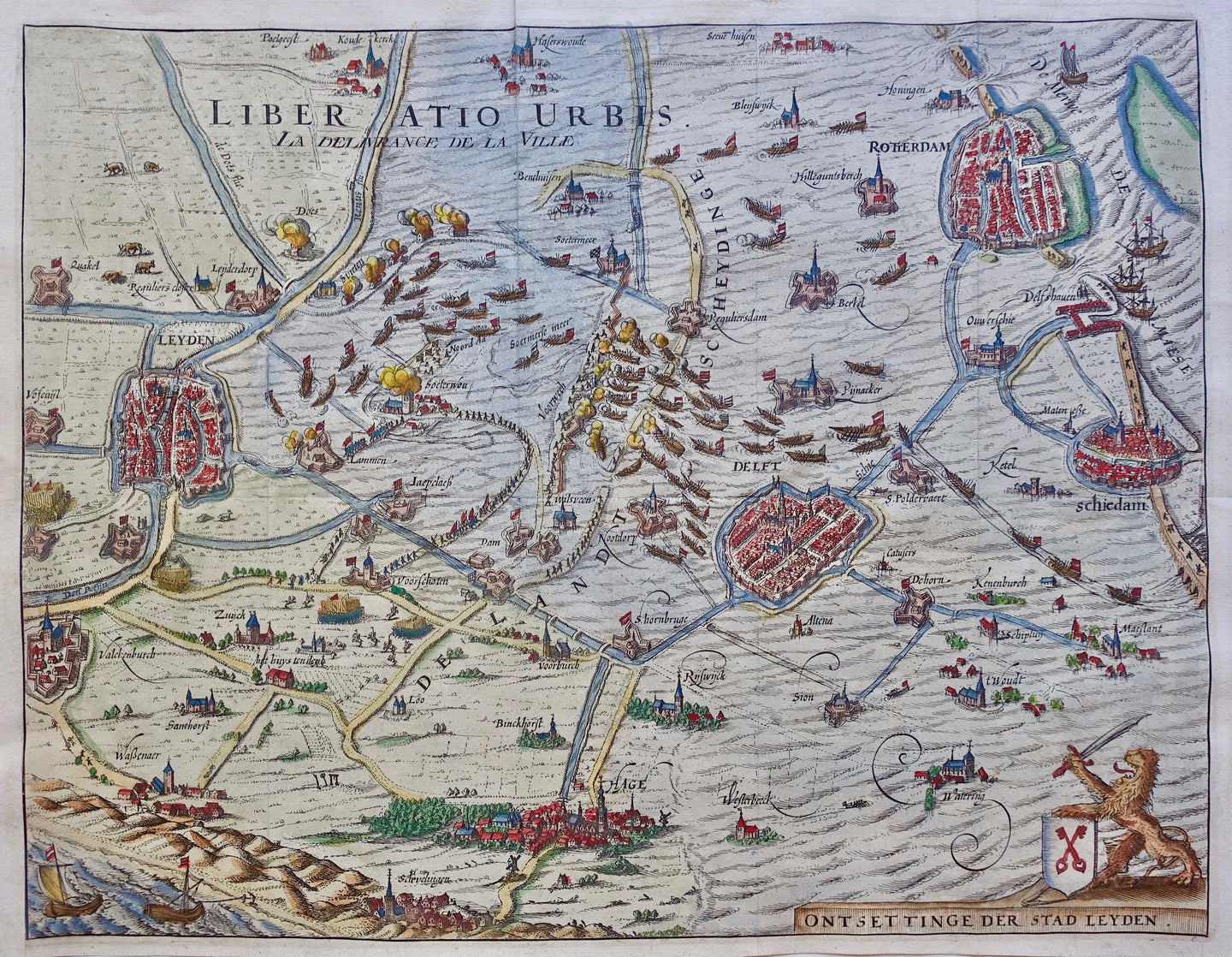 Leiden Ontzet van Leiden 1574 - Pieter van der Aa - 1712
