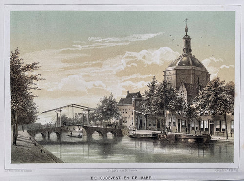 Leiden Oude Singel Marekerk - GJ Bos / PWM Trap / DJ Couvée - ca 1859