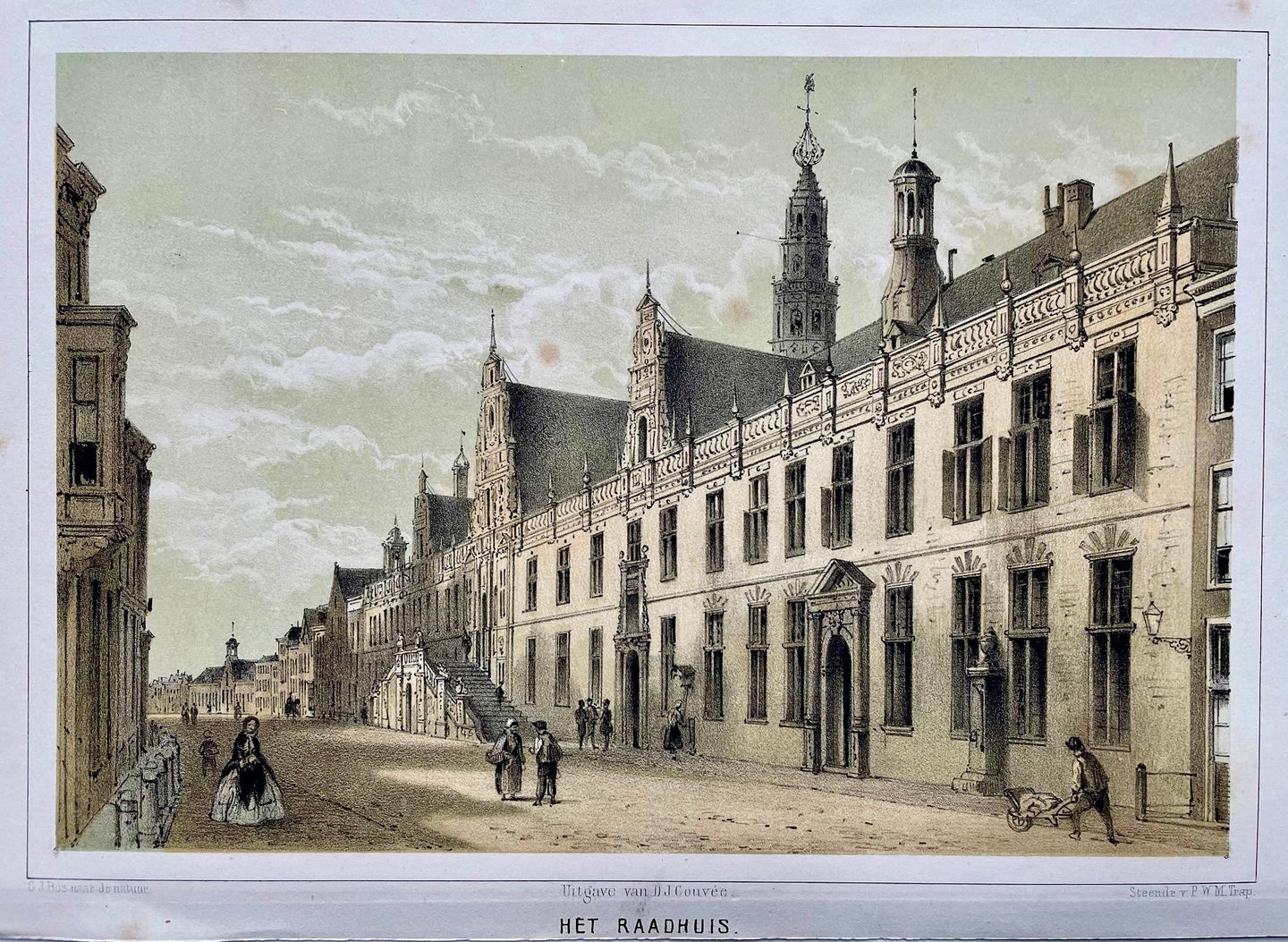 Leiden Breestraat Stadhuis - GJ Bos / PWM Trap / DJ Couvée - ca 1859