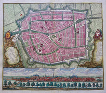 Afbeelding in Gallery-weergave laden, Leiden Stadsplattegrond en aanzicht - M Seutter - circa 1740