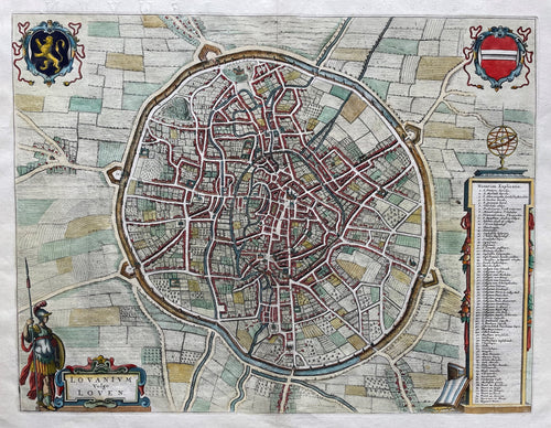 België Leuven Belgium Stadsplattegrond in vogelvluchtperspectief - J Blaeu - 1649