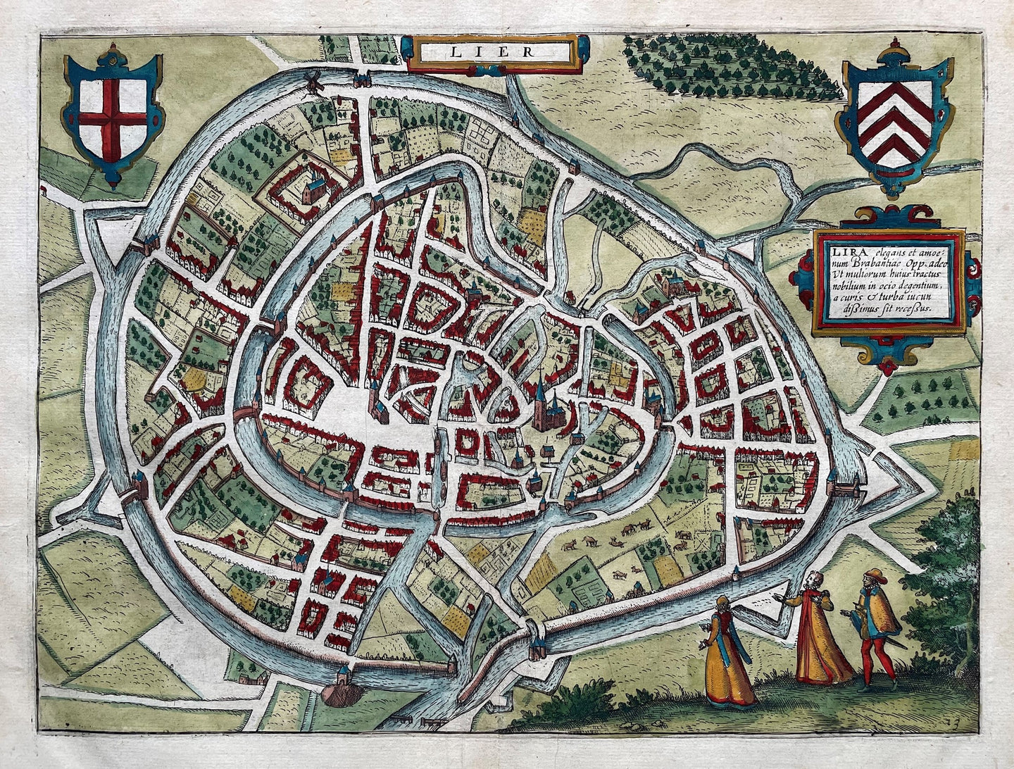 België Lier Belgium Stadsplattegrond in vogelvluchtperspectief - WJ Blaeu / L Guicciardini - 1612