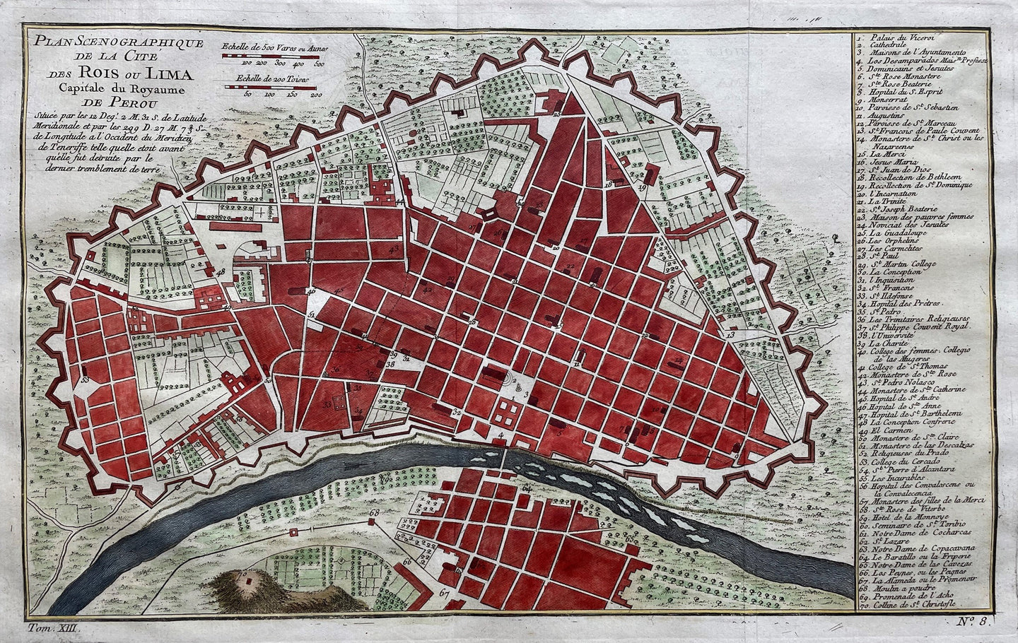 Peru Lima Stadsplattegrond - JN Bellin - circa 1758