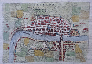 Britse Eilanden Londen Stadsplattegrond British Isles Plan of London - F Valegio / A Lasor à Varea - 1713
