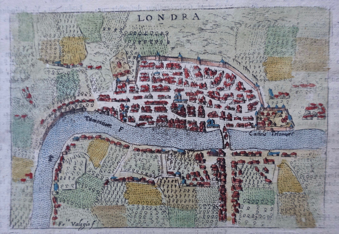 Britse Eilanden Londen Stadsplattegrond British Isles Plan of London - F Valegio / A Lasor à Varea - 1713
