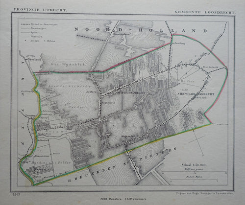 Loosdrecht Oud- en Nieuw-Loosdrecht - J Kuijper / H Suringar - 1865