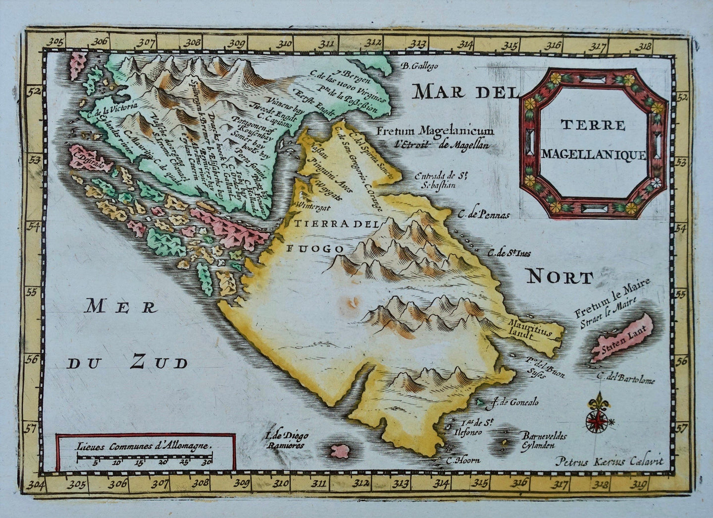 Zuid-Amerika Tierra del Fuego Strait of Magellan Le Maire Strait South America - Pieter van der Aa - circa 1714