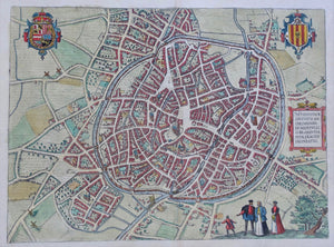 België Mechelen Belgium Stadsplattegrond in vogelvluchtperspectief - G Braun & F Hogenberg - 1590