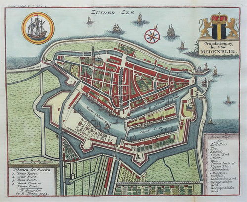 Medemblik Stadsplattegrond - I Tirion - 1743