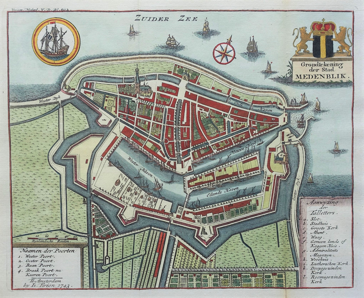 Medemblik Stadsplattegrond - I Tirion - 1743