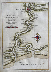 Thailand Chao Phraya River Ayutthaya Bangkok - JN Bellin - circa 1758