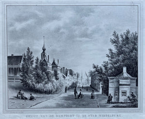Middelburg Gezicht van de Dampoort - JF Schütz / TP Roest - 1851