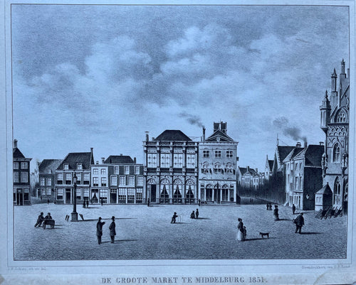 Middelburg Grote Markt Vlasmarkt - JF Schütz / TP Roest - 1851