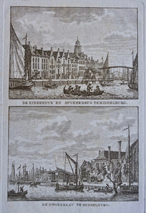 Middelburg Kinderdijk, Spijkerbrug en Dwarskaai - KF Bendorp - 1793