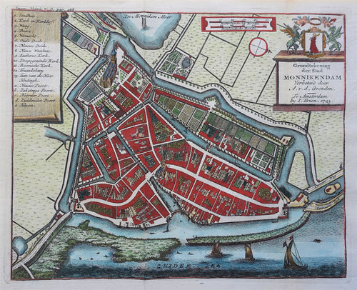 Monnickendam Stadsplattegrond - I Tirion - 1743
