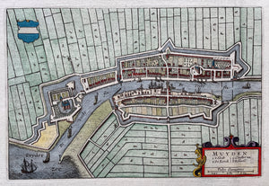 Muiden Stadsplattegrond in vogelvluchtperspectief - J Blaeu - 1649