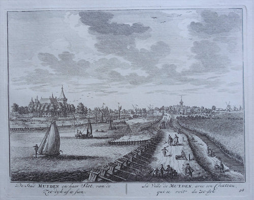 Muiden Gezicht op de stad en het slot - D Stoopendaal - 1719