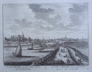 Muiden Gezicht op de stad en het slot - D Stoopendaal - 1719