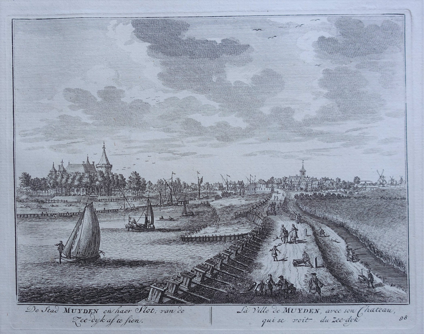 Muiden Gezicht op de stad en het slot - D Stoopendaal - 1719