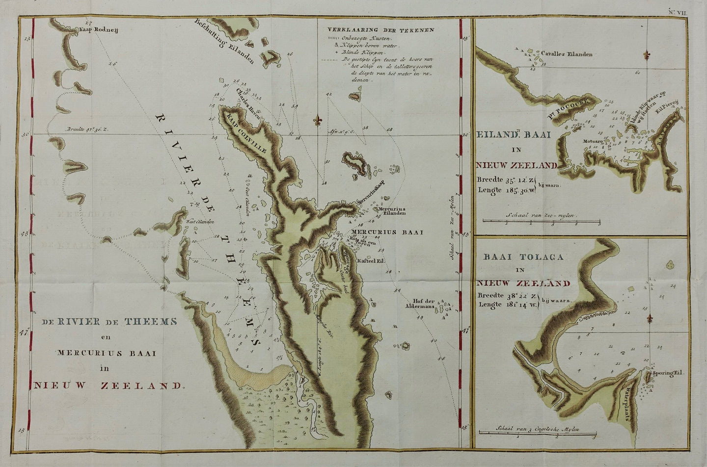 Nieuw-Zeeland Mercury Bay Island Bay Tolaga Bay New Zealand - C van Baarsel / J Cook - ca. 1797