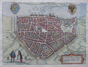 Nijmegen Stadsplattegrond in vogelvluchtperspectief - WJ Blaeu / L Guicciardini - 1612