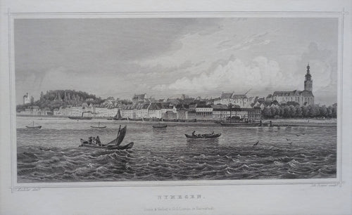 Nijmegen Gezicht vanaf de Waal - JL Terwen / GB van Goor - 1858