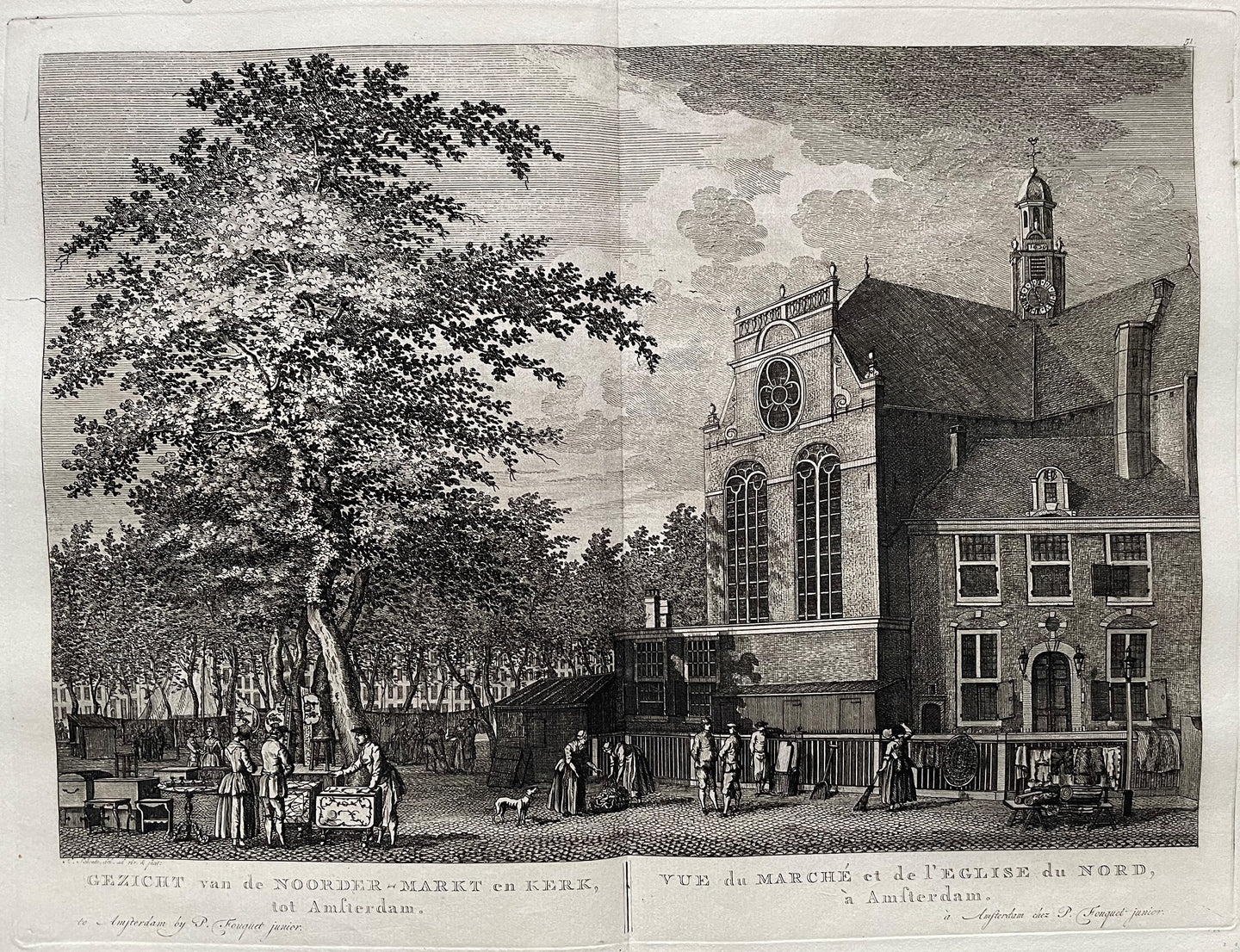 Amsterdam Noordermarkt en Noorderkerk - P Fouquet - 1783
