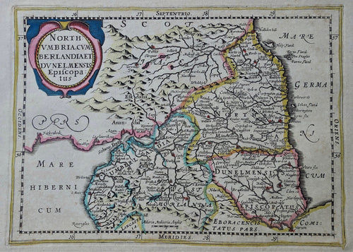 Engeland Schotland Northumbria Cumberland Durham England Scotland British Isles - J Janssonius van Waesbergen - 1673
