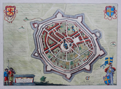 Oldenzaal Stadsplattegrond in vogelvluchtperspectief - F de Wit - circa 1690