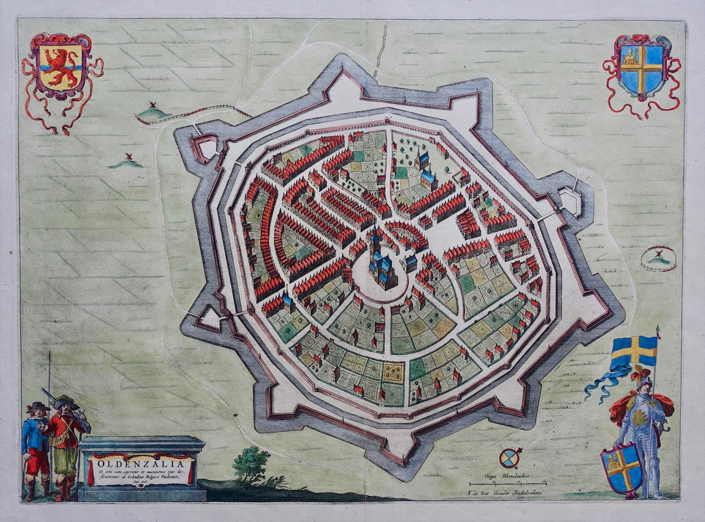 Oldenzaal Stadsplattegrond in vogelvluchtperspectief - F de Wit - circa 1690