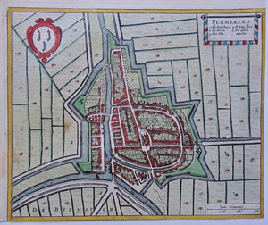 Purmerend - Stadsplattegrond in vogelvluchtperspectief - J Janssonius - 1657