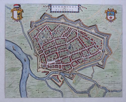 Roermond Stadsplattegrond in vogelvluchtperspectief - J Blaeu - 1649