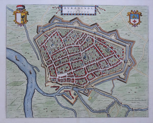 Roermond Stadsplattegrond in vogelvluchtperspectief - J Blaeu - 1649