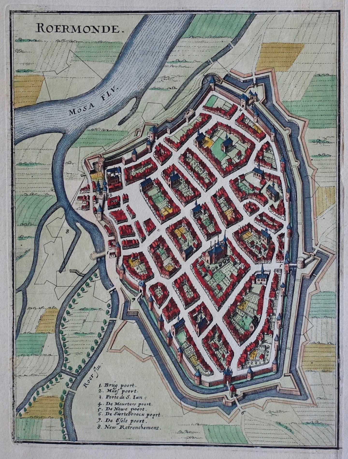 Roermond Stadsplattegrond - M Merian - 1646