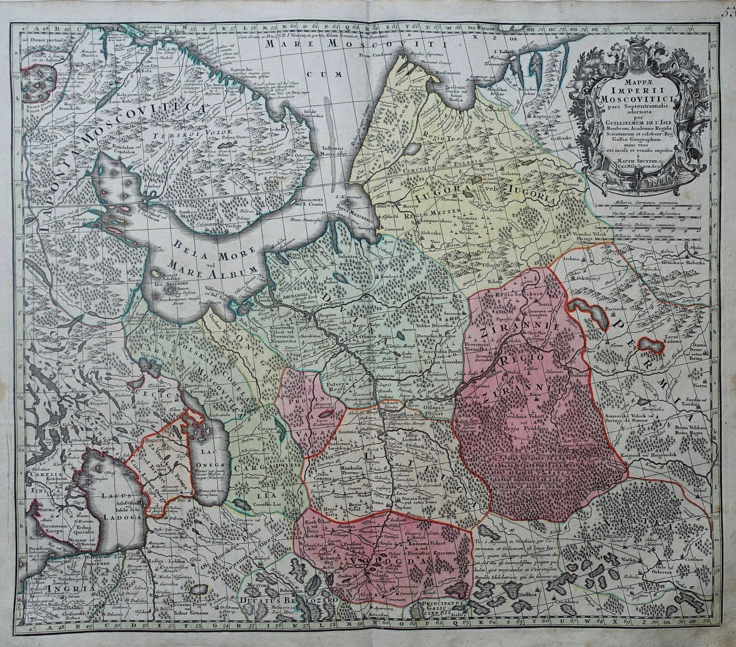 Rusland noordelijk deel Europees Rusland Russia northern European Russia - M Seutter - ca. 1730